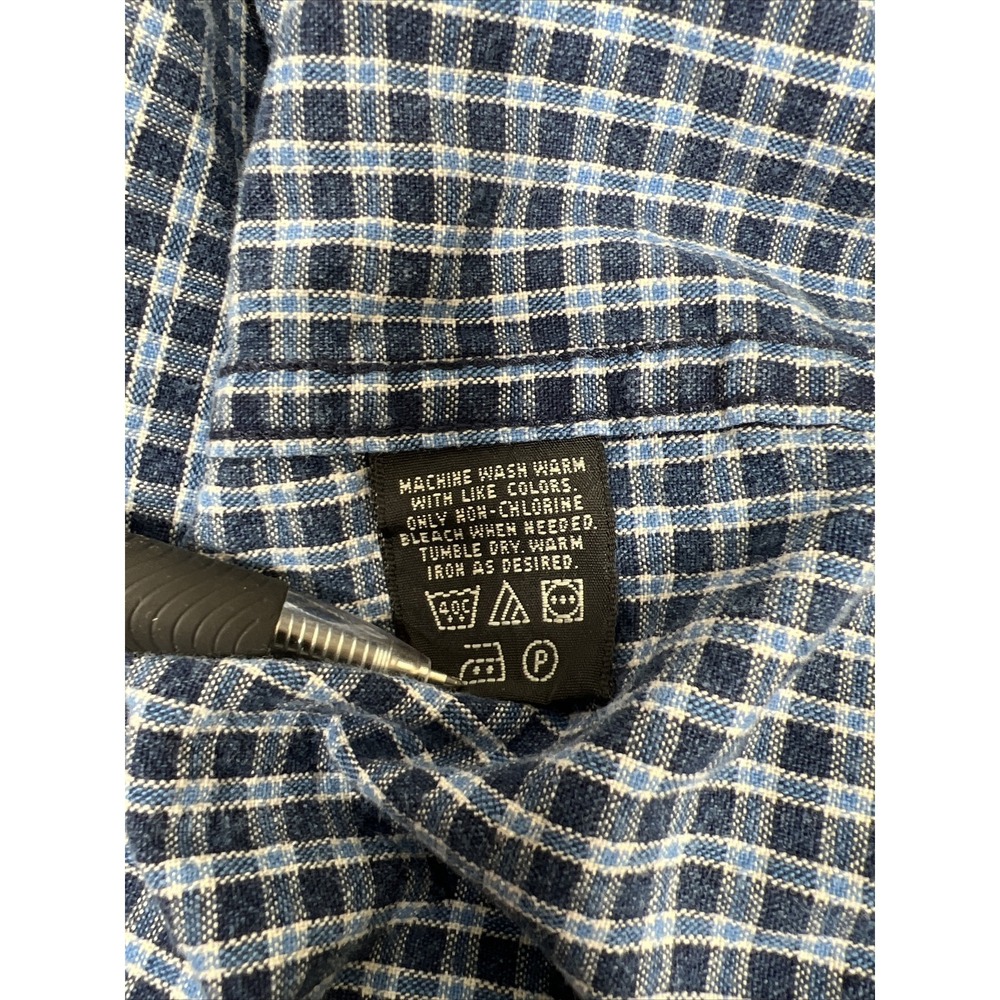 Eddie Bauer Blue Plaid Button Down Collared Short‎ Sleeve Shirt Casual Mens SZ L - Picture 7 of 8
